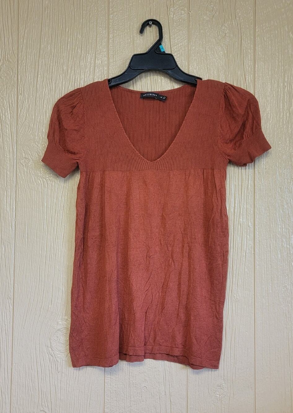 The Limited sz XS Womens Blouse Ribbed Flowy Burnt Orange